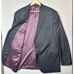 Cremieux Loro Piana Men’s 48L Super 130’s Wool  Blue Windowpane Sports Jacket